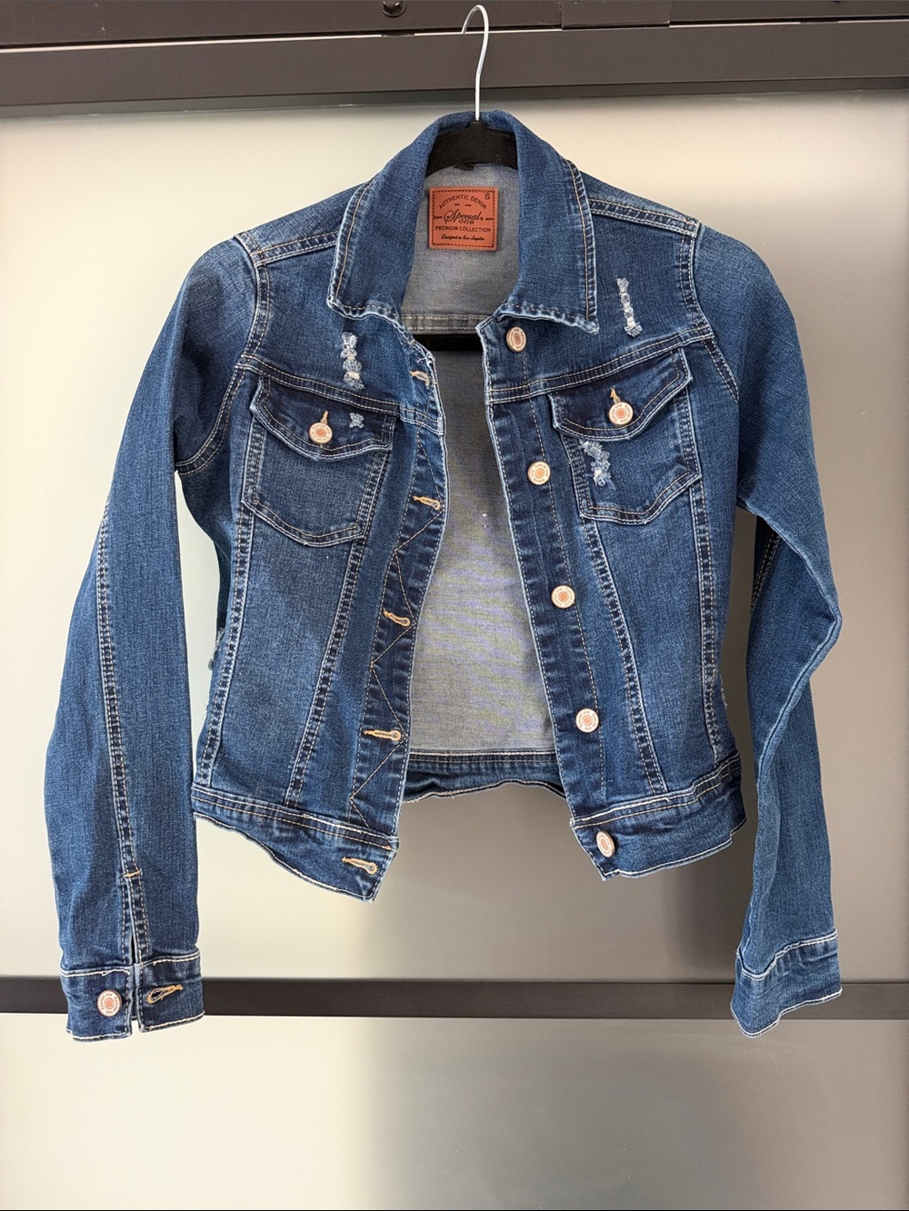Girls' Classic Distressed Denim Jacket - Blue